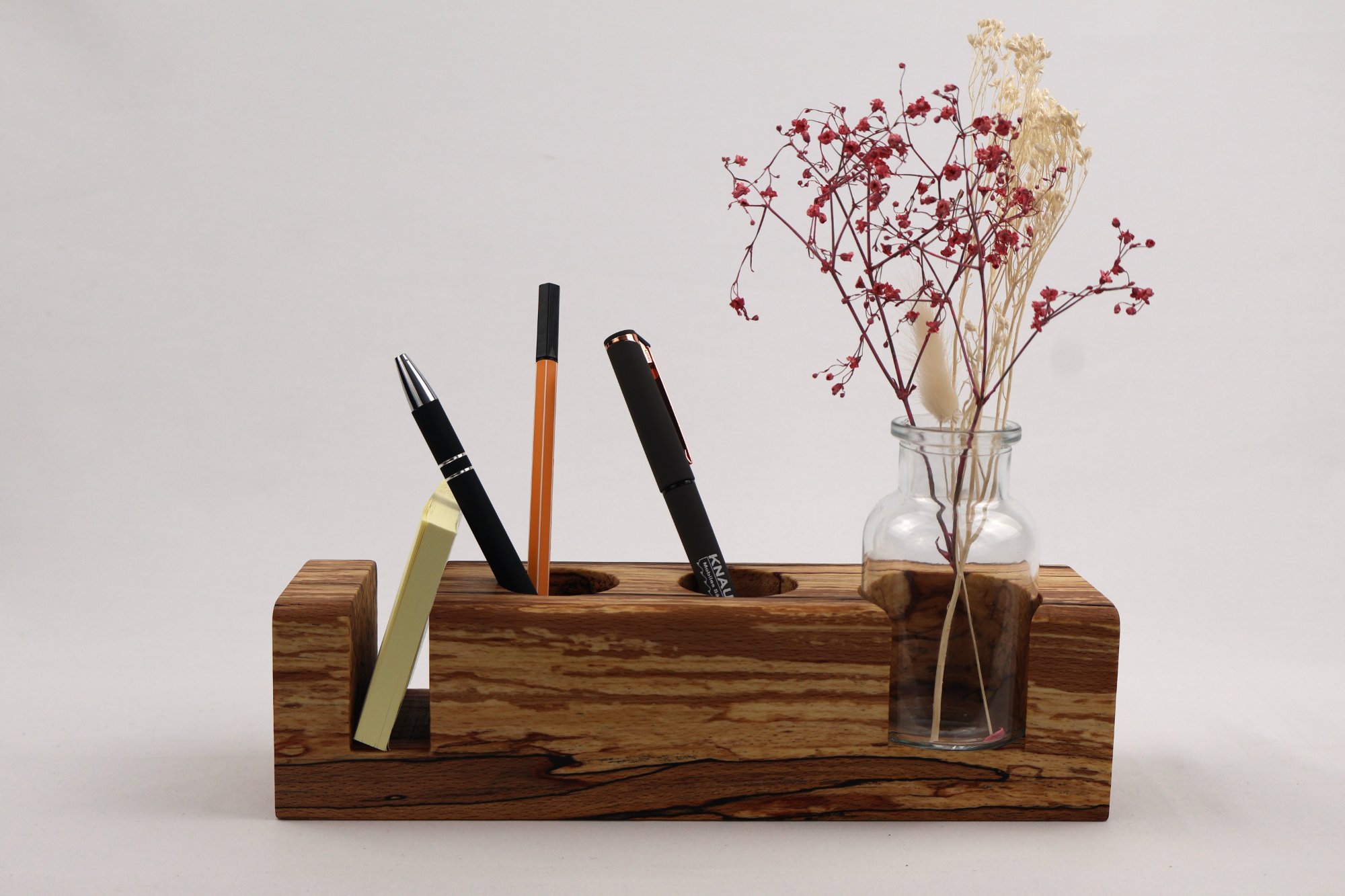 Massivholz-Tischorganizer mit Glasvase · Stifthalter 001.jpg