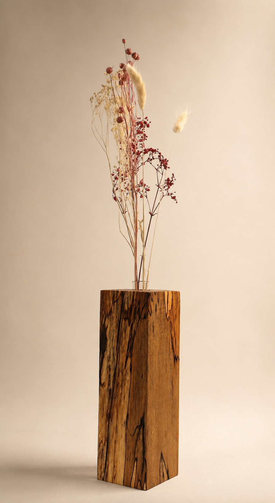 Designer-Vase aus wilder Kernbuche